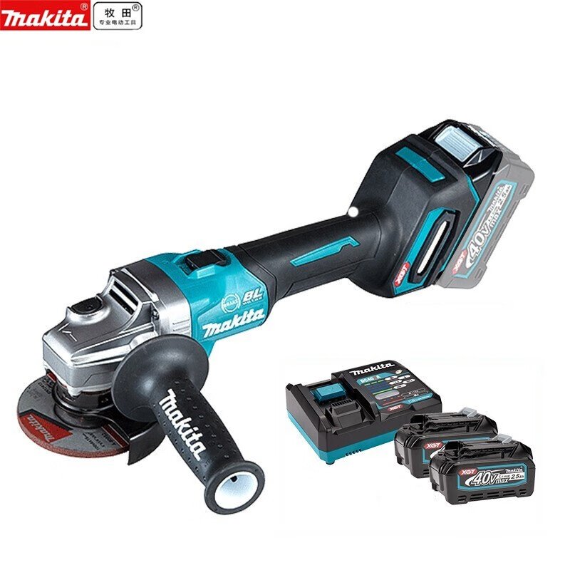 Угловая шлифовальная машина Makita GA005GD201 + два аккумулятора 40V/2.5Ah