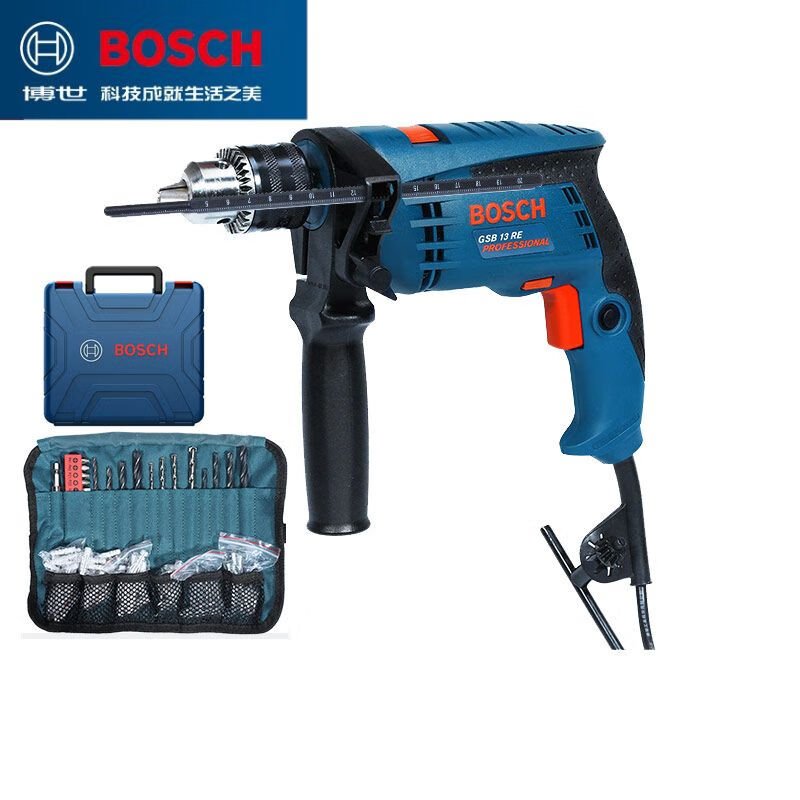 Дрель электрическая Bosch GSB 13 RE + насадки в чехле