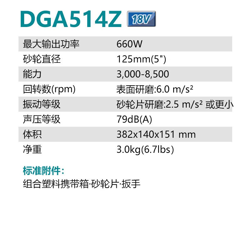 Угловая шлифовальная машина Makita DGA514Z, 125мм