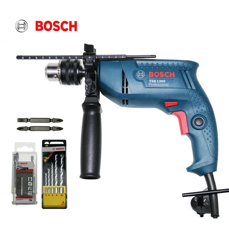 Дрель электрическая Bosch GSB550 + комплект сверл, насадки